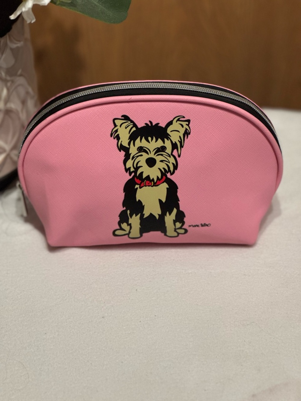 Marc Tetro Pink Yorkie Cosmetic Bag
